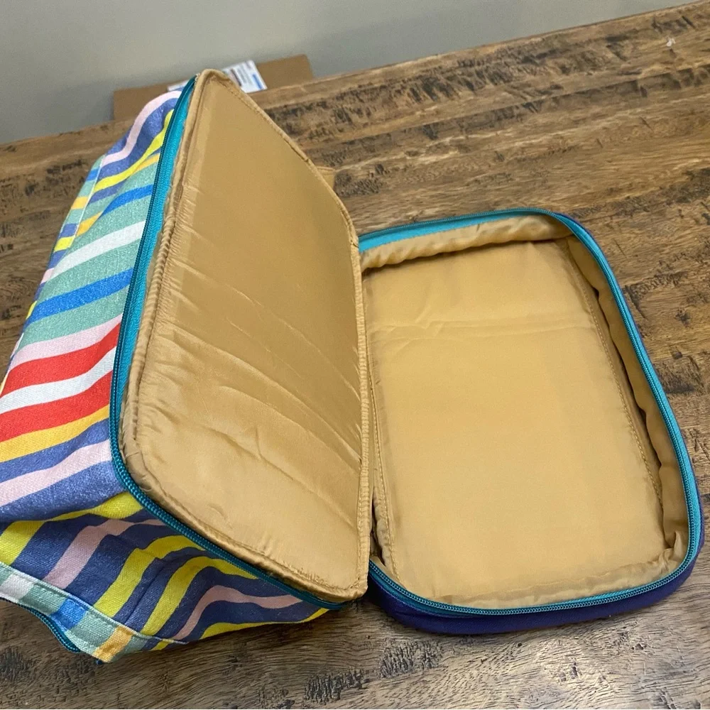 Noonday Colorful Striped Canvas Pouch cabanna dopp kit.